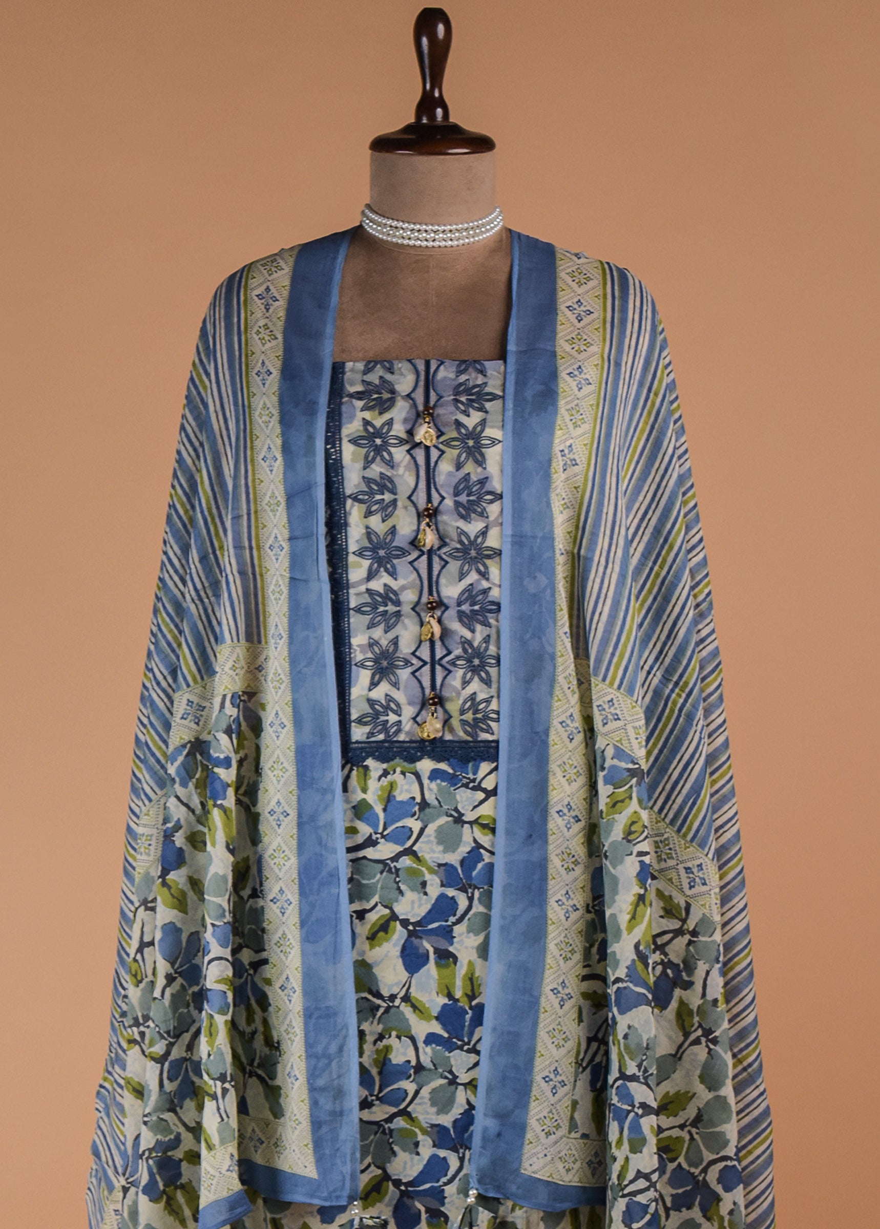 Blue Cotton Dress Material