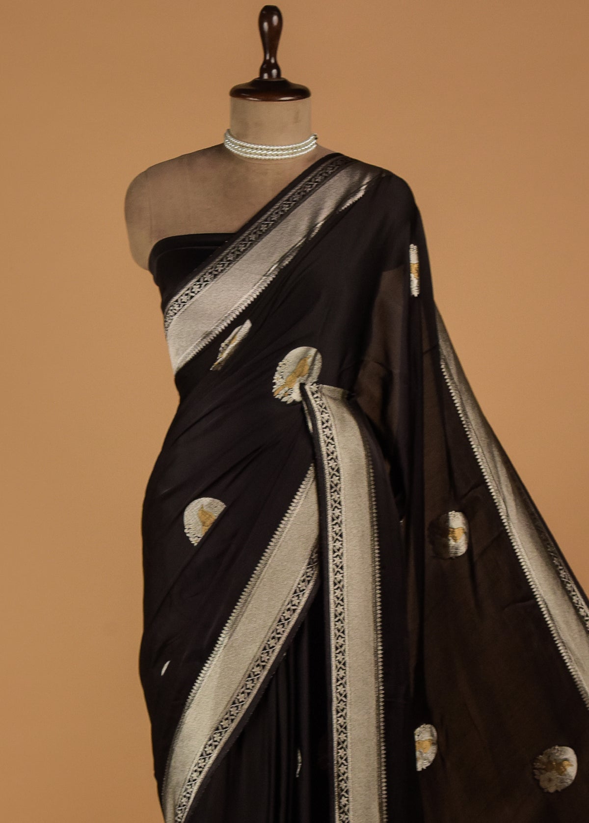 Black Moroccan Silk Banarasi Saree