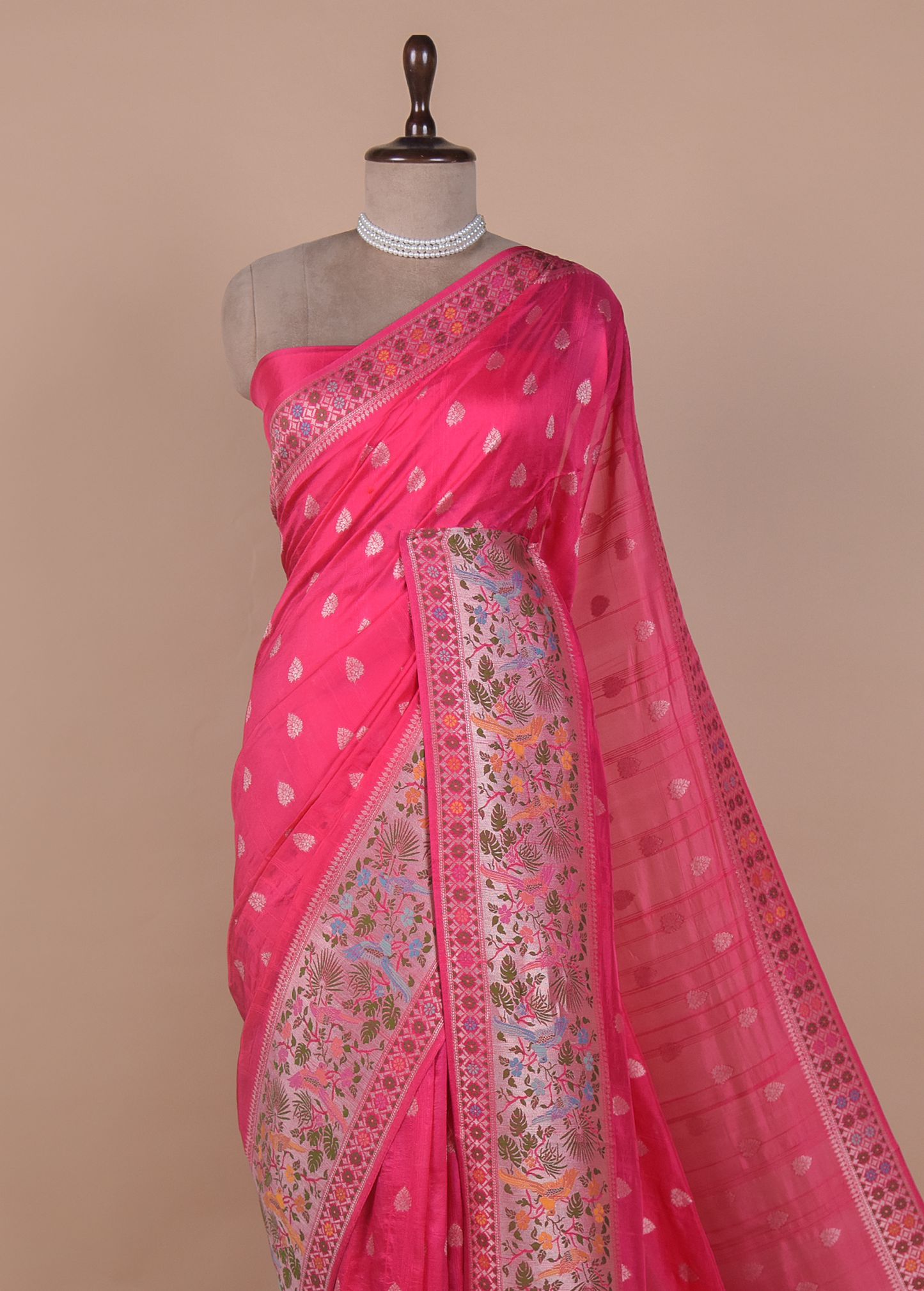 Pink Art Tussar Georgette Banarasi Saree