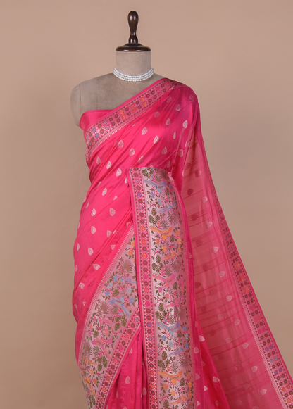 Pink Art Tussar Georgette Banarasi Saree