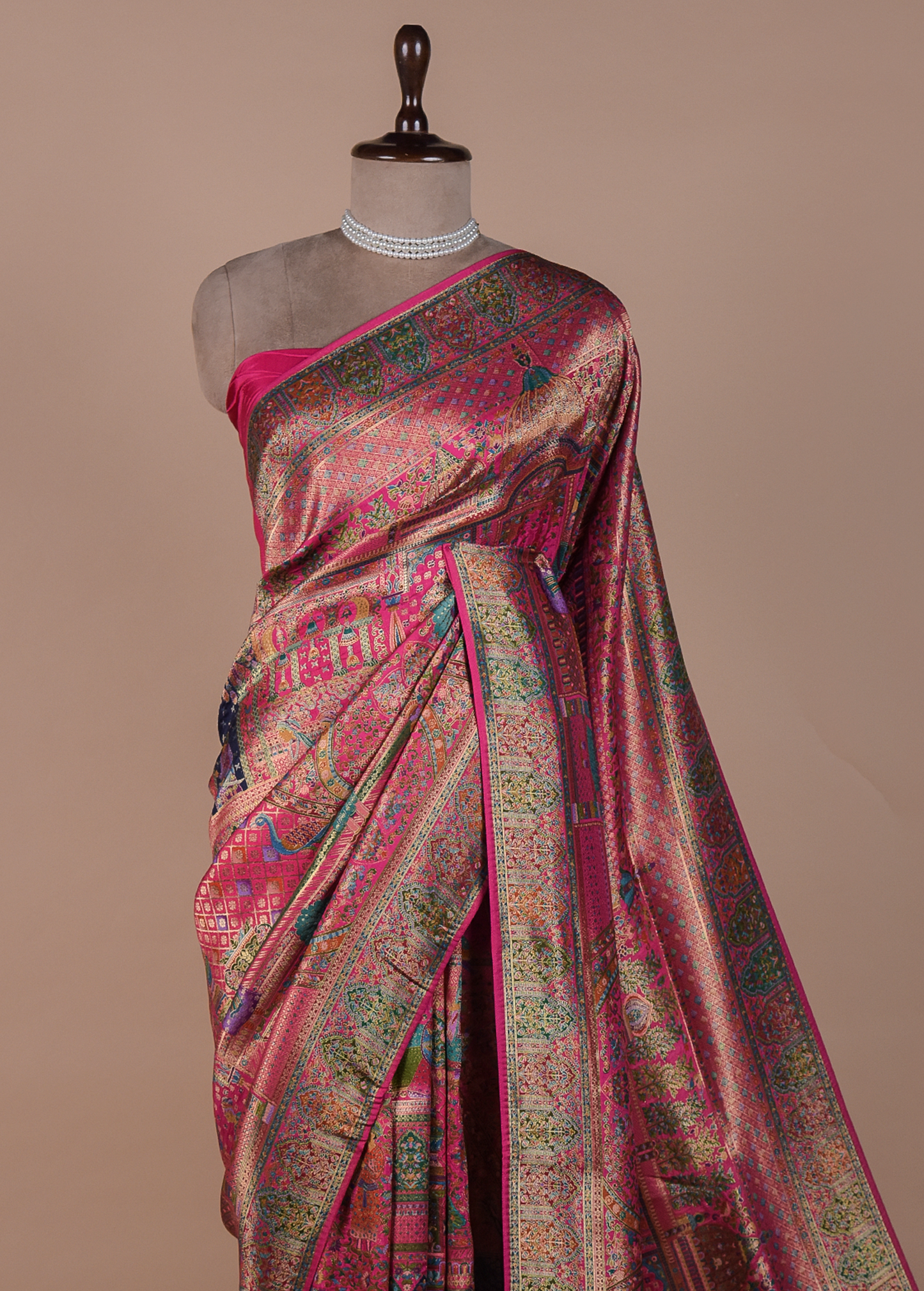 Pink Silk Embroidered Saree