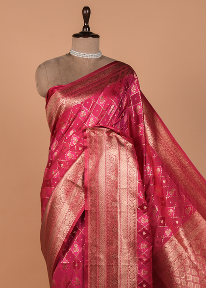 Pink Satin Silk Kanjeevaram Saree