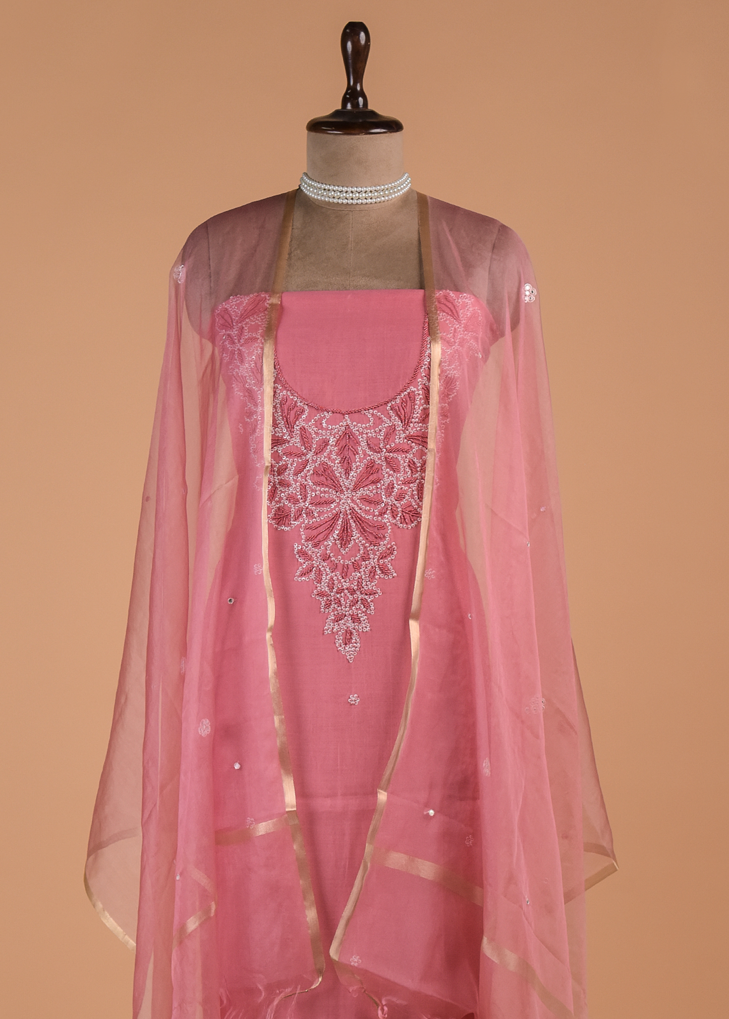 Pink Cotton Dress Material