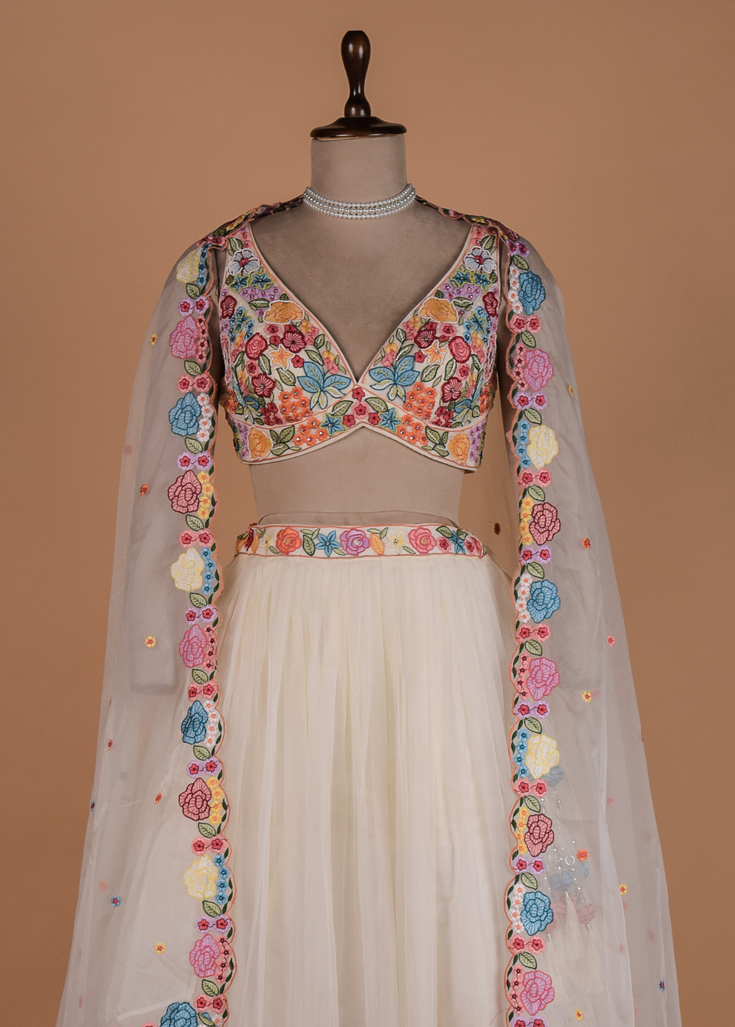 White Organza Lehenga