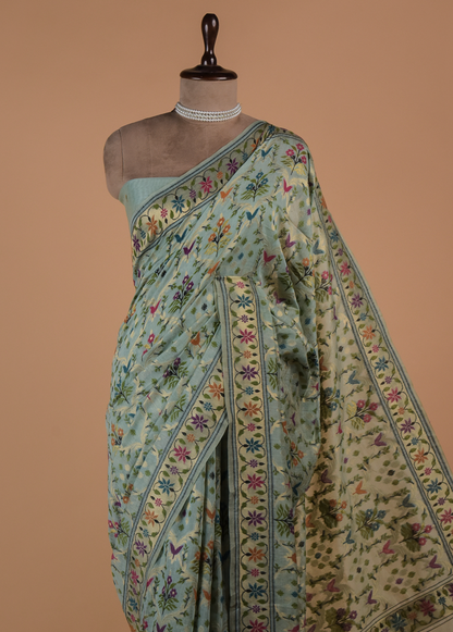 Blue Cotton Banarasi Saree