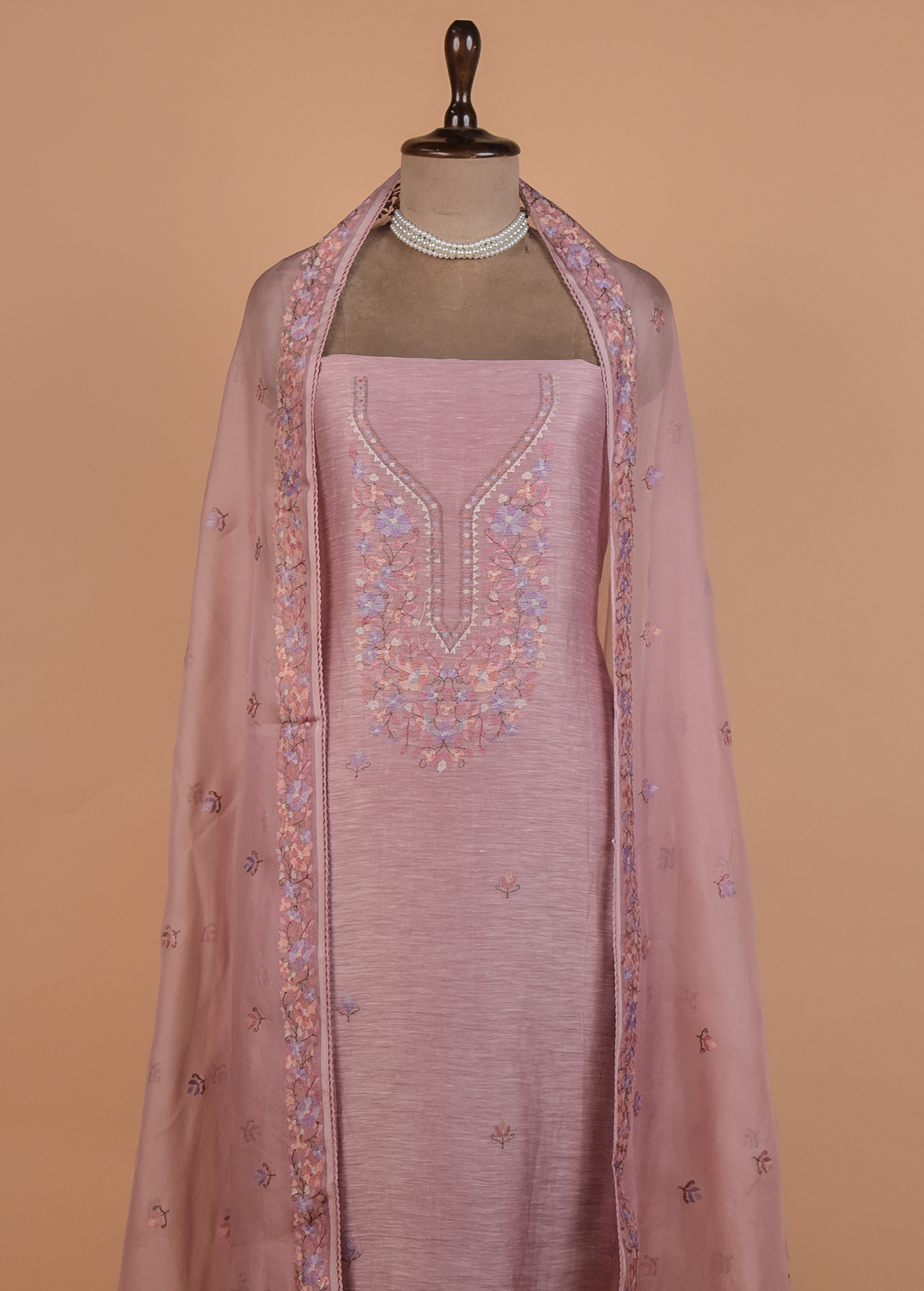 Pink Linen Dress Material