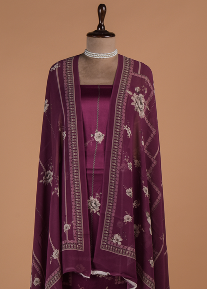 Purple Satin Dress Material