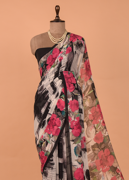 Multicoloured Georgette Printed Saree