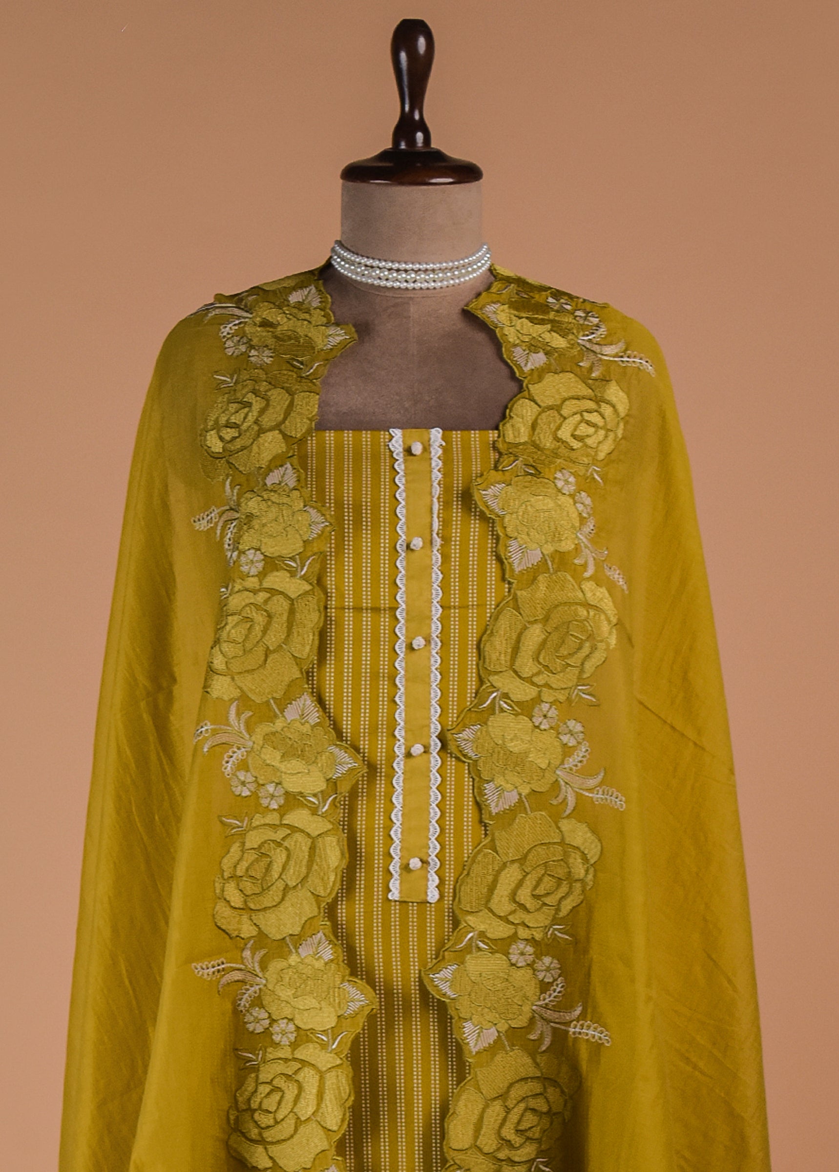 Mustard Handloom Cotton Dress Material