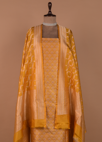 Yellow Silk Dress Material