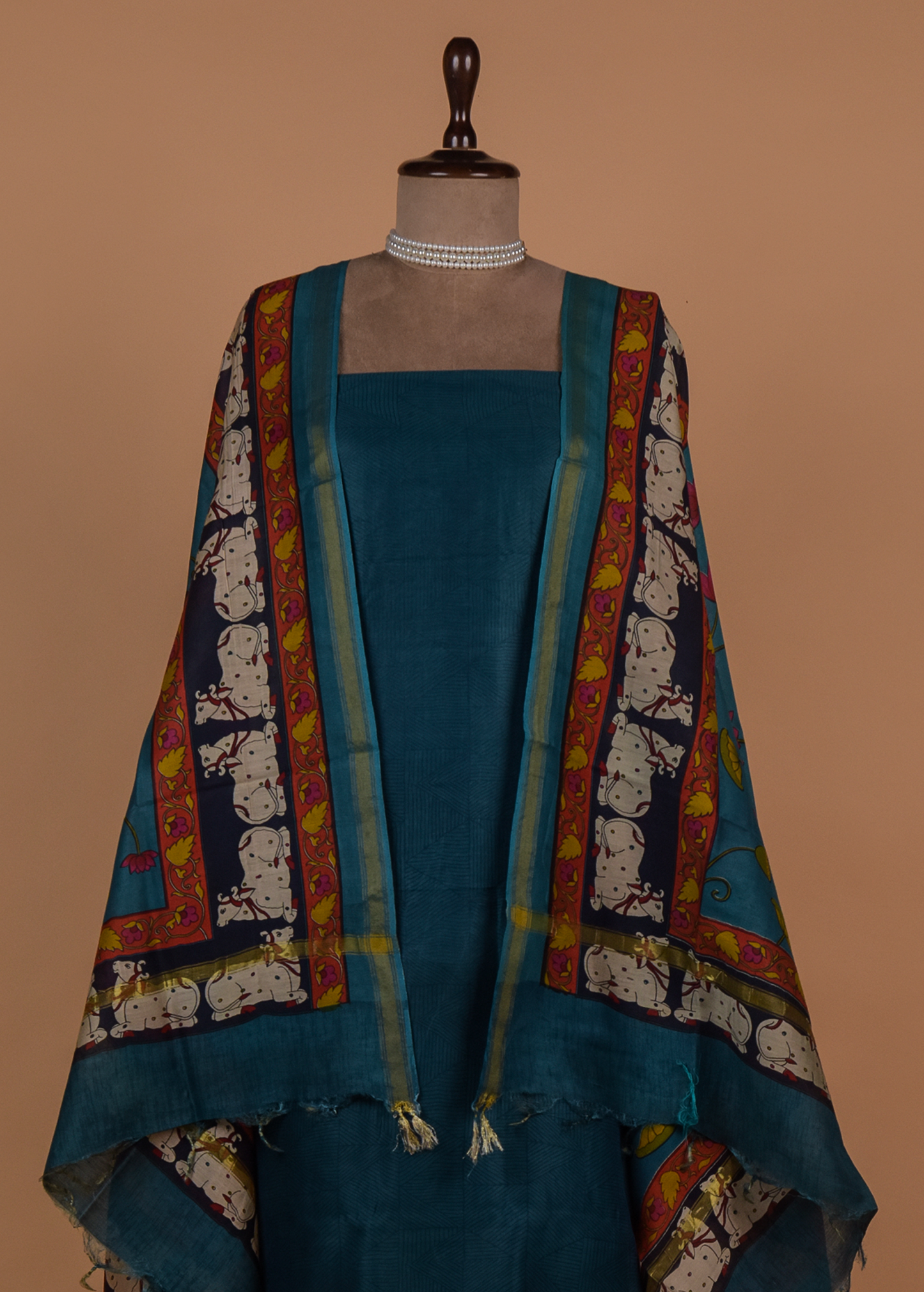 Blue Chanderi Dress Material