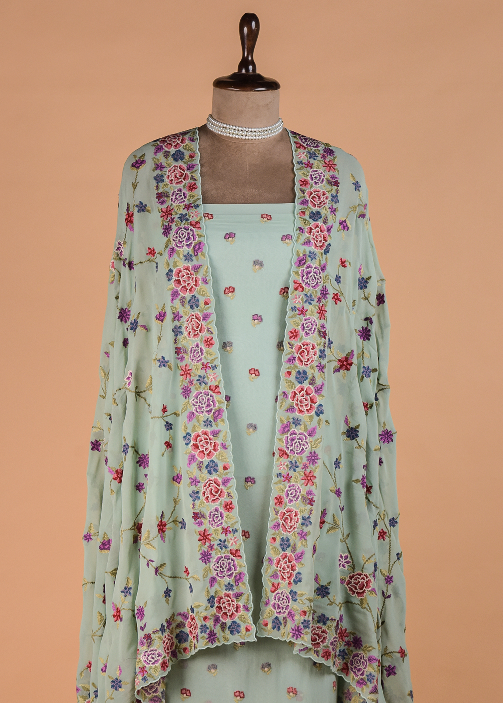 Blue Georgette Dress Material - Image 2 | Greenways Delhi