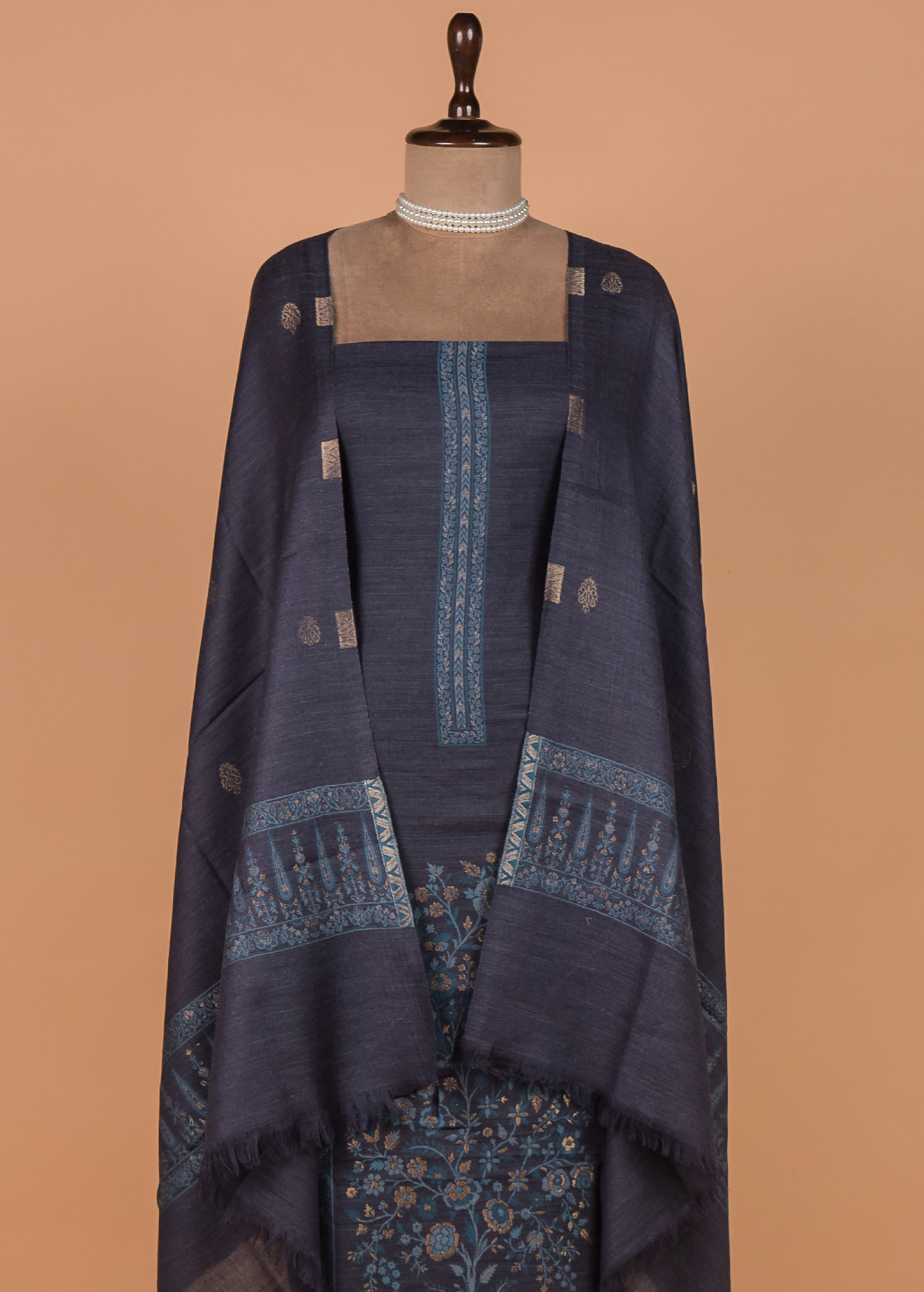 Blue Pashmina Dress Material