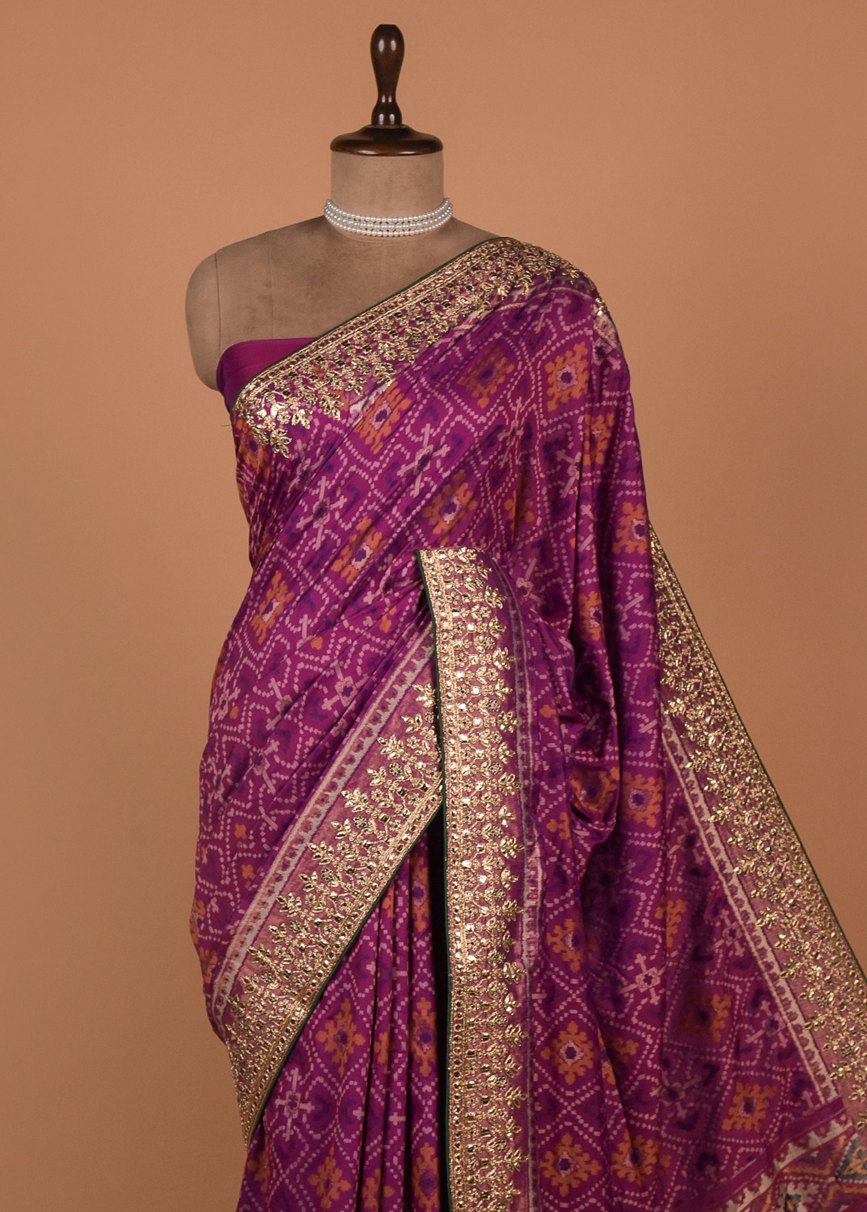 Purple Art Silk Patola Saree