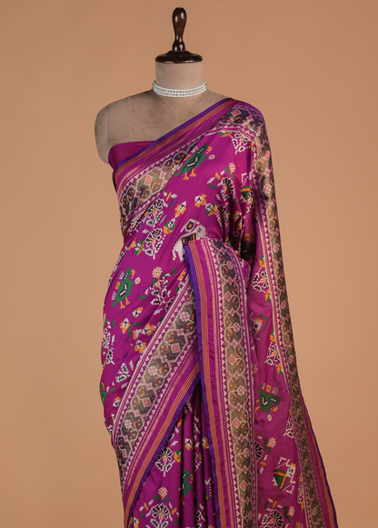 Purple Art Silk Patola Saree