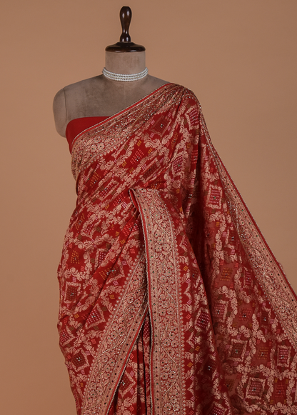 Red Georgette Banarasi Saree