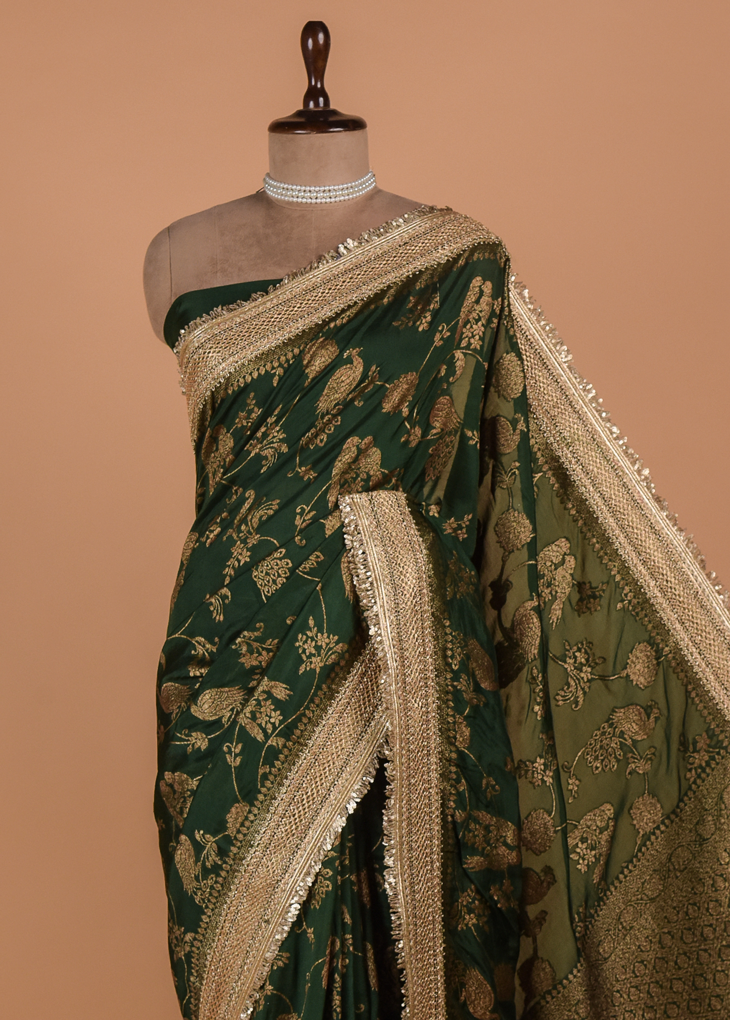 Green Organza Embroidered Saree