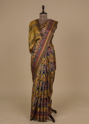 Yellow Tussar Silk Printed / Patola Saree