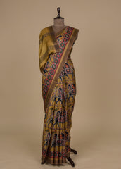 Yellow Tussar Silk Printed / Patola Saree