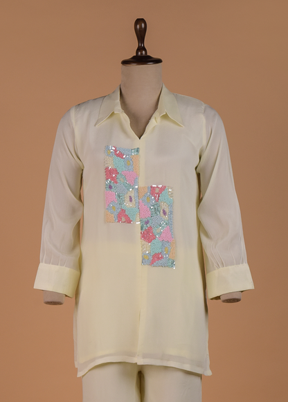 Cream Crepe Coord Set