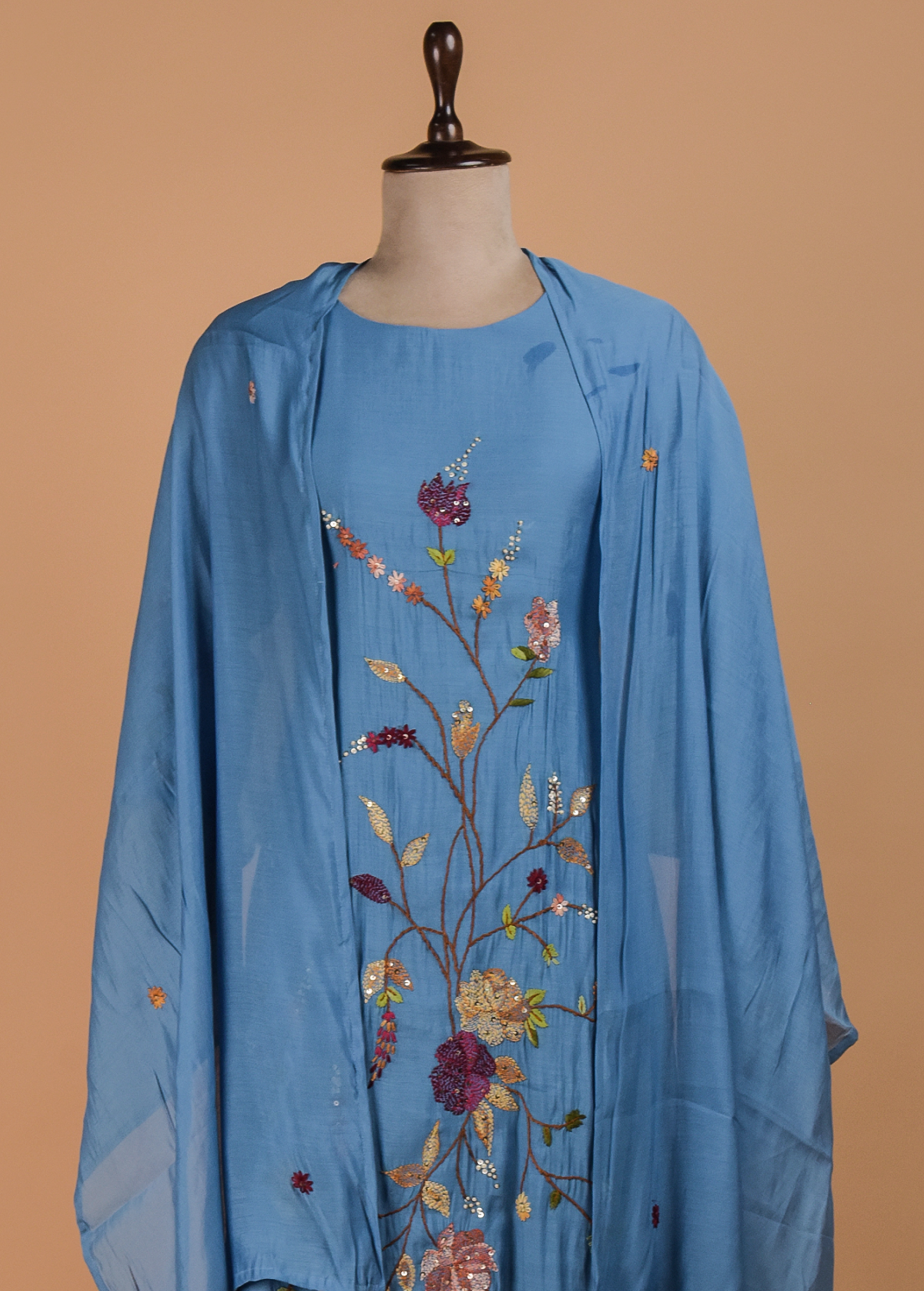 Blue Cotton Straight Set