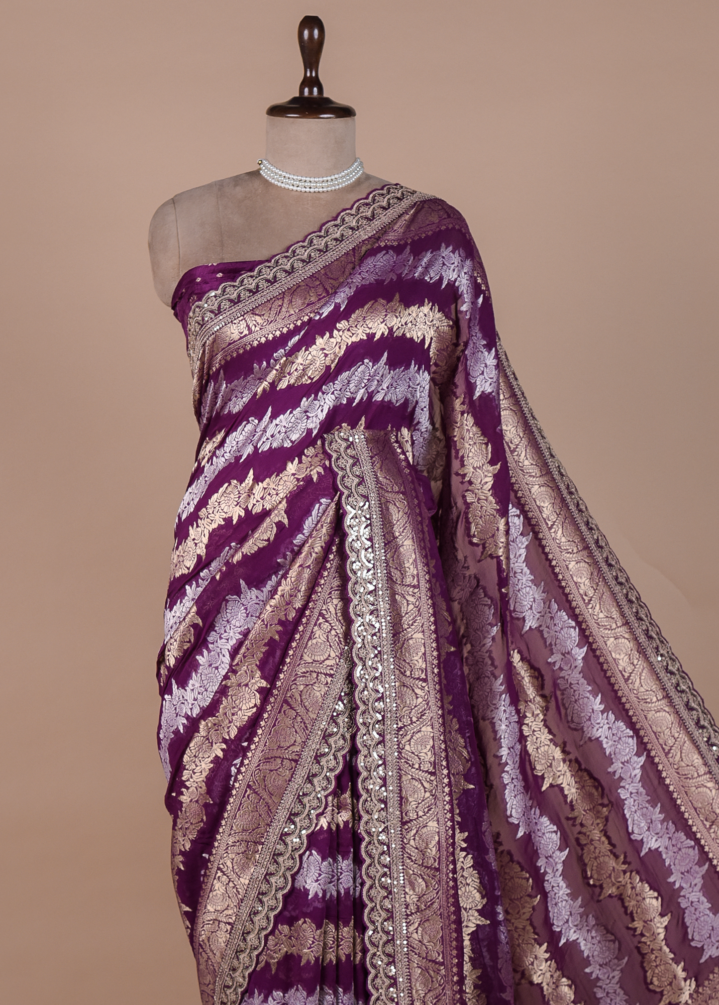 Purple Dola Silk Embroidered Saree