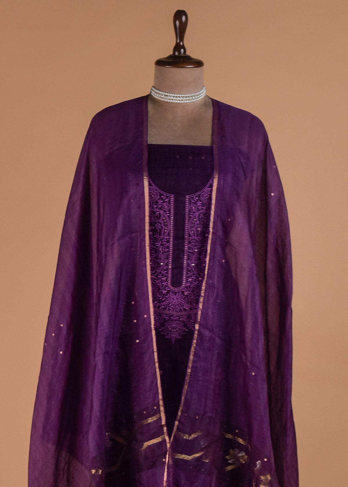 Purple Silk Dress Material