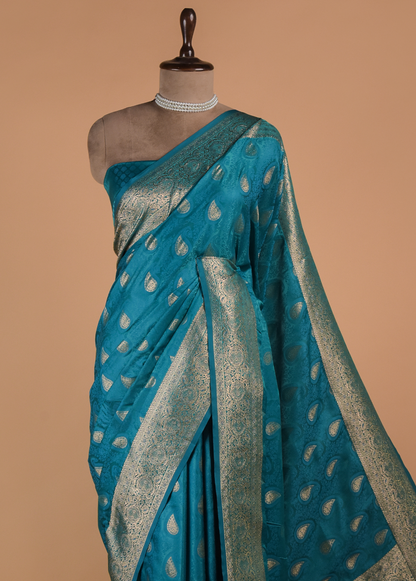 Blue Art Silk Banarasi Saree
