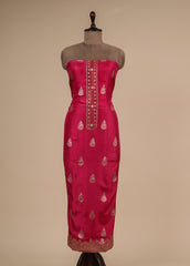 Pink Upada Silk Dress Material