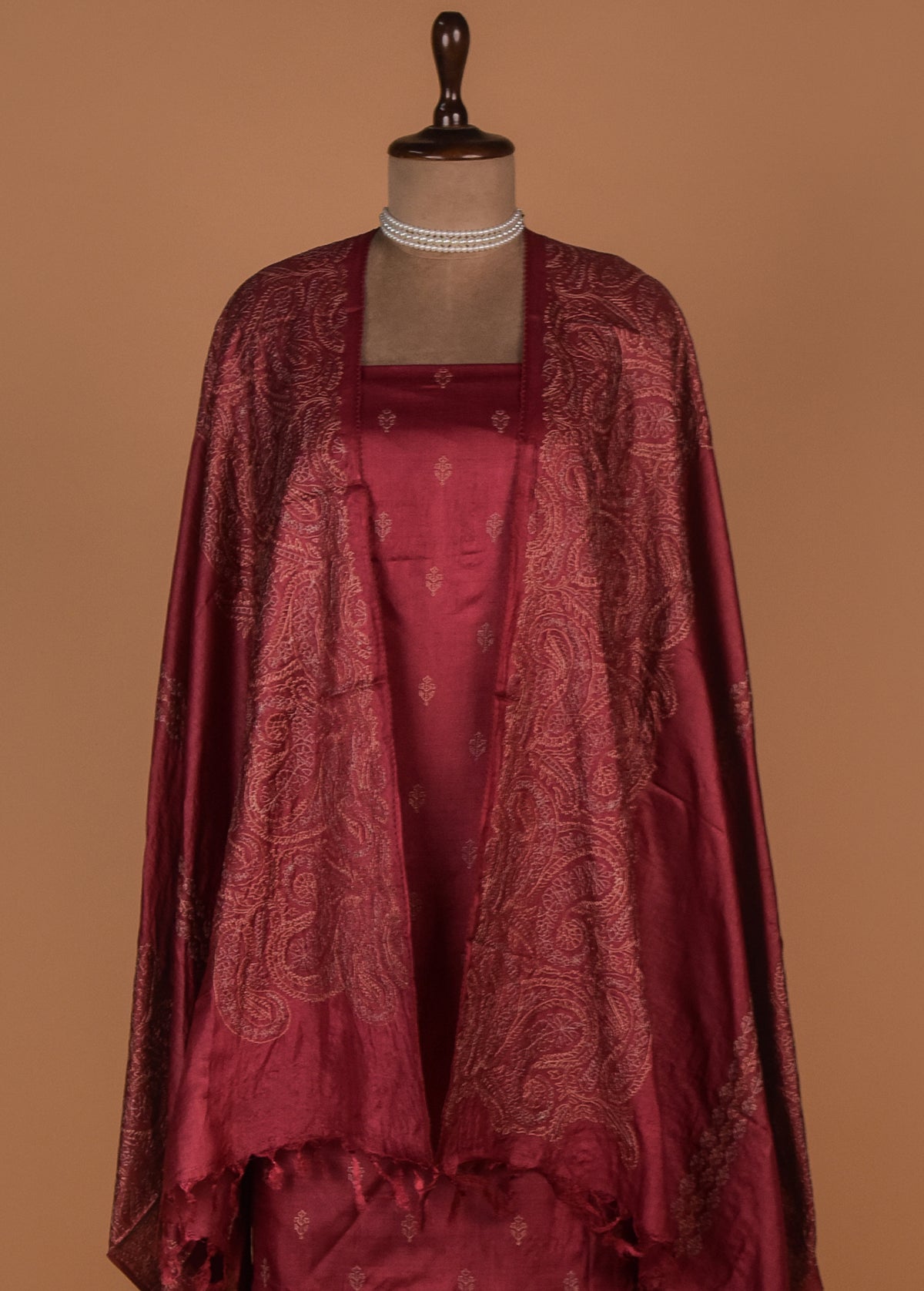 Maroon Tussar Dress Material