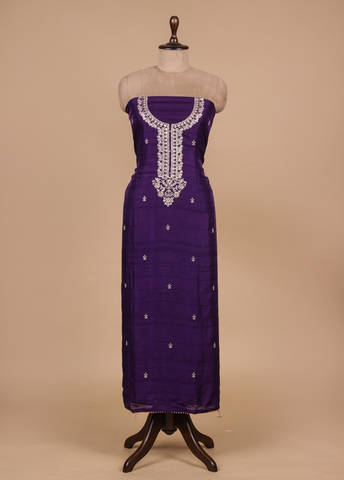 Purple Crepe Silk Dress Material