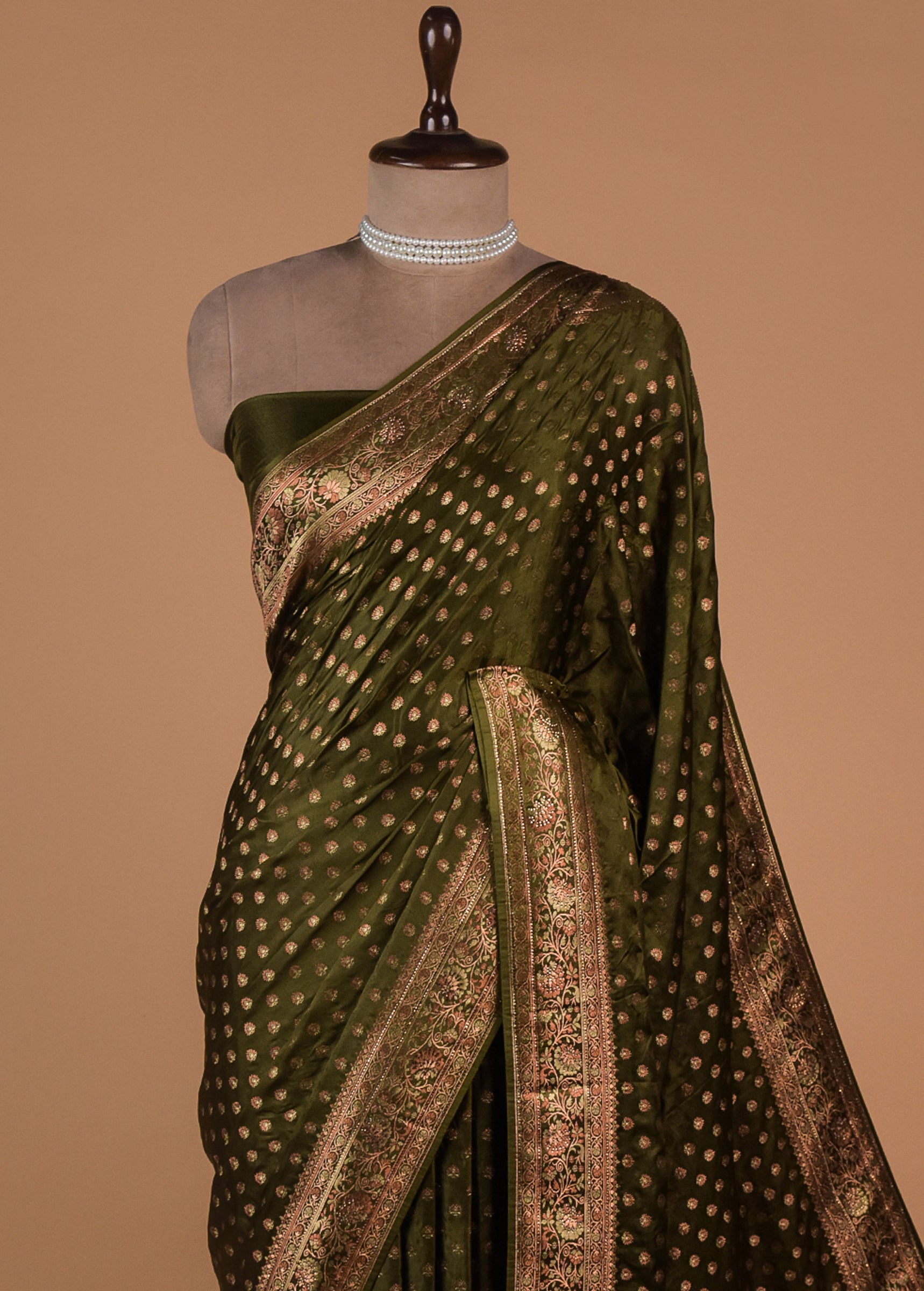 Green Moroccan Silk Banarasi Saree