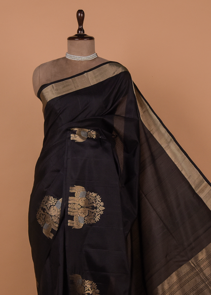 Black Silk Kanjeevaram Saree