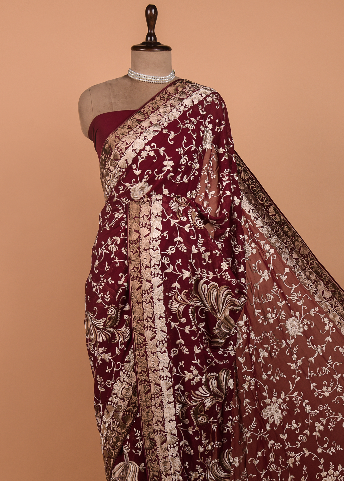 Pink Georgette Embroidered Saree