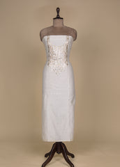White Chanderi Cotton Dress Material