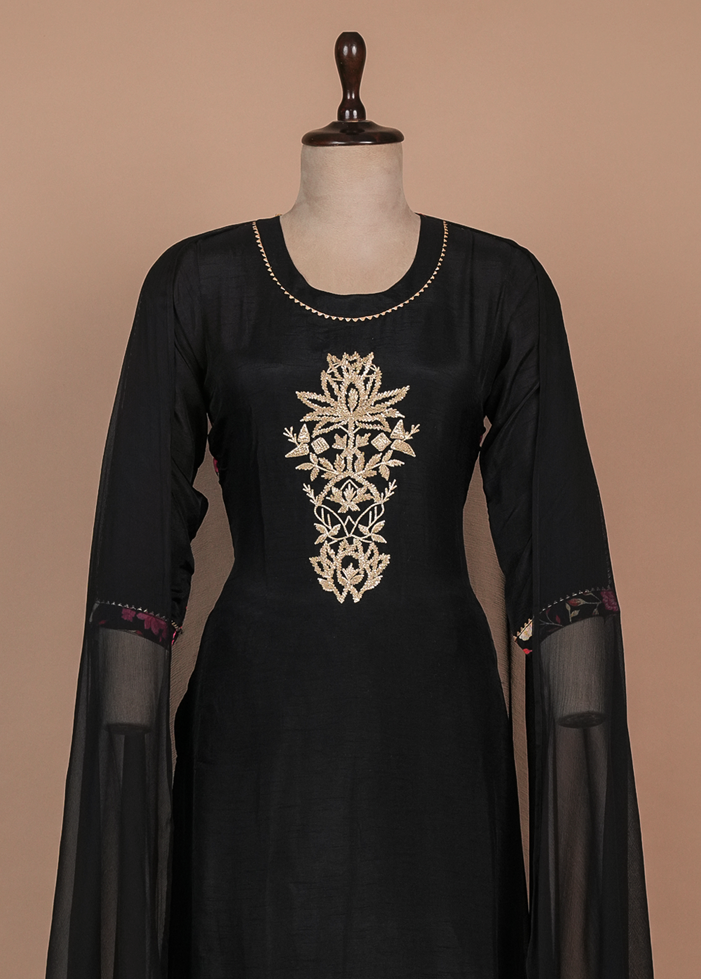 Black Muslin Cotton Straight Set