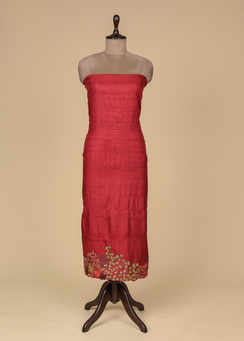 Red Tussar Dress Material