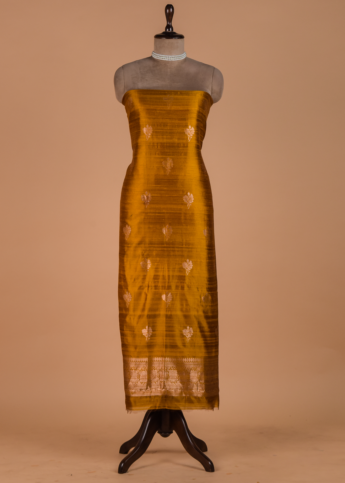 Yellow Tussar Dress Material