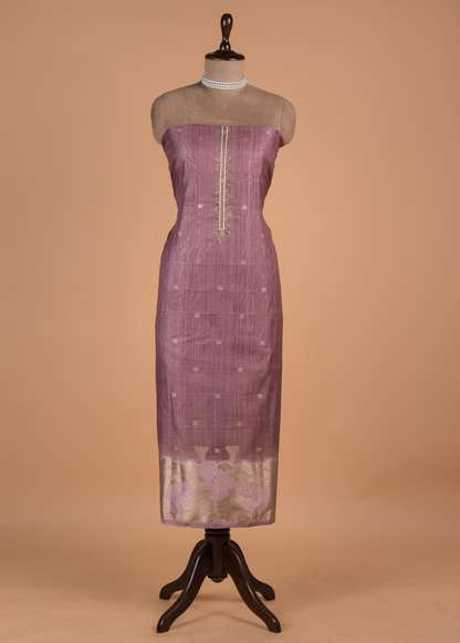 Pink Chanderi Cotton Dress Material