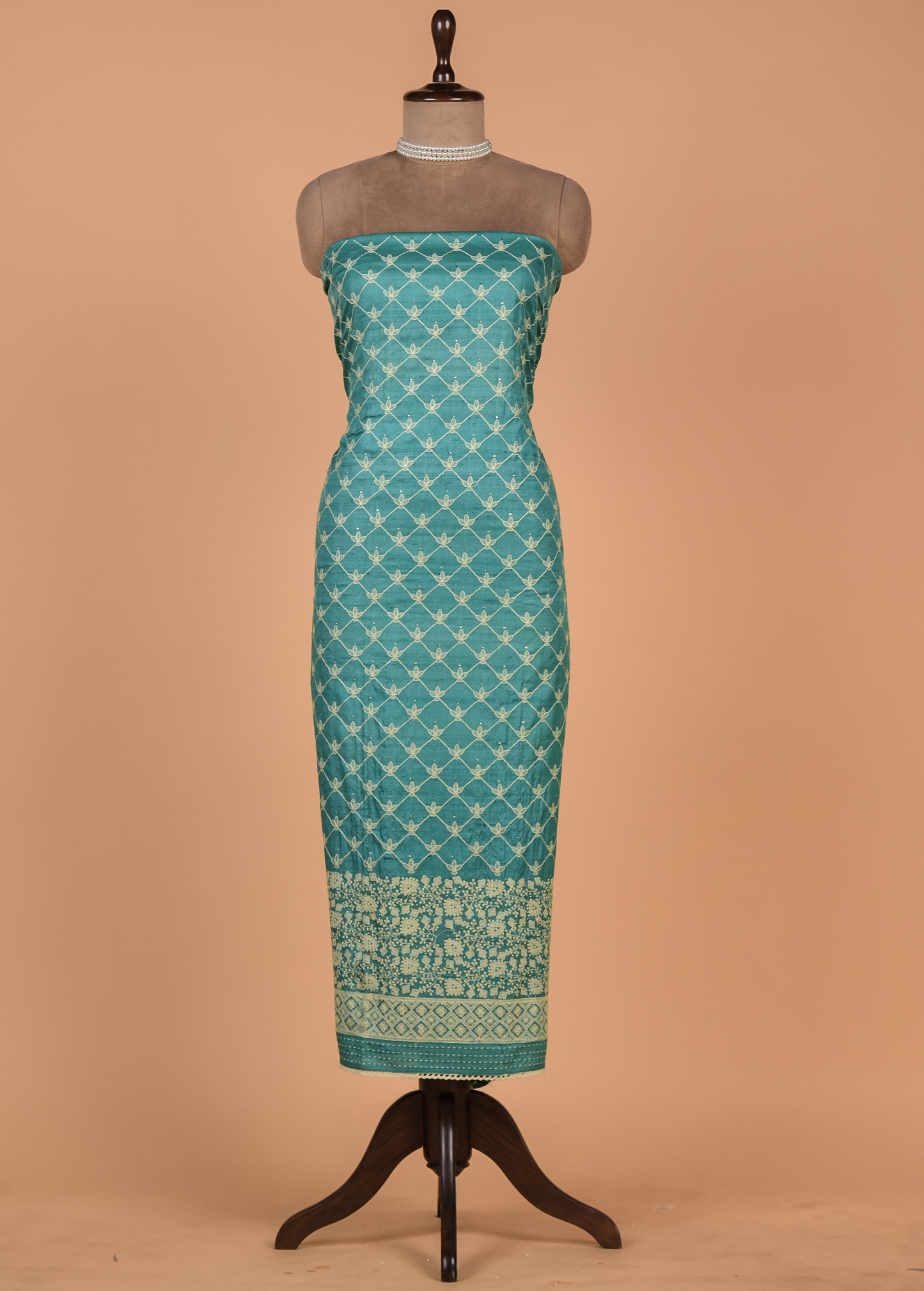 Blue Tussar Dress Material