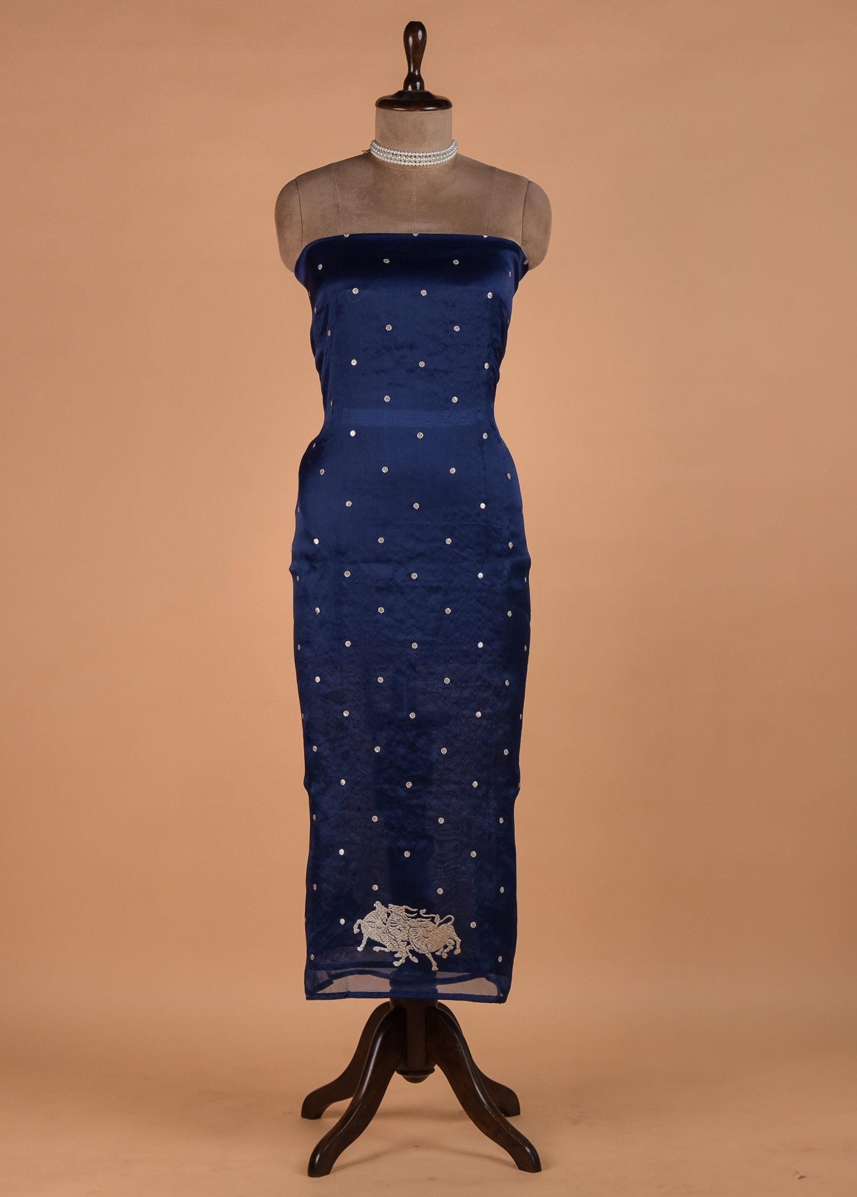 Blue Cotton Silk Dress Material - Image 3 | Greenways Delhi