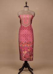 Pink Art Crepe Dress Material