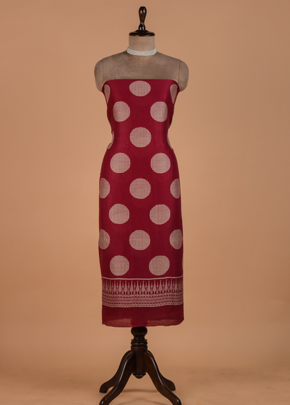 Red Cotton Dress Material