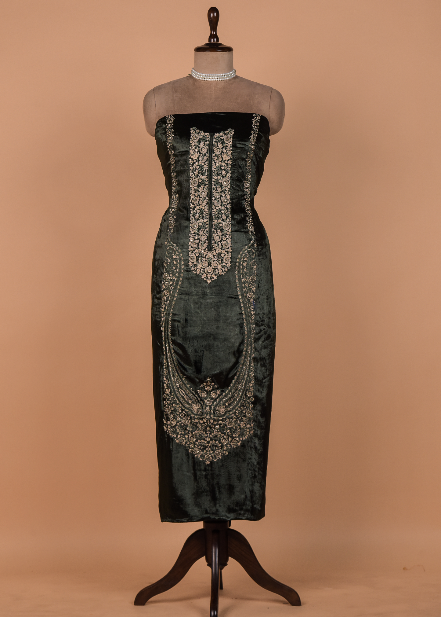 Green Velvet Dress Material