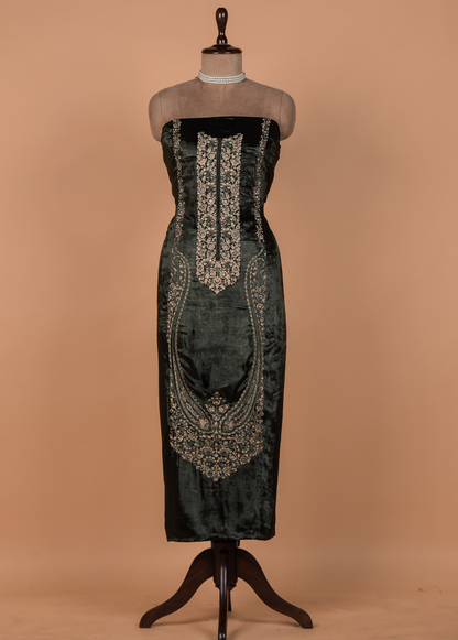 Green Velvet Dress Material