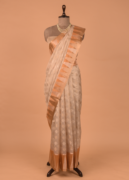 Silver Tissue Cotton Saree