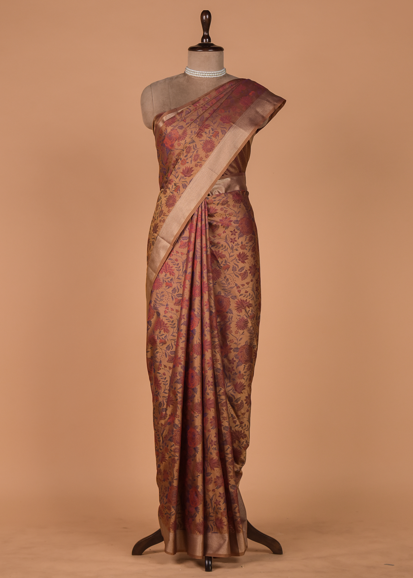 Peach Art Silk Kanjeevaram Saree