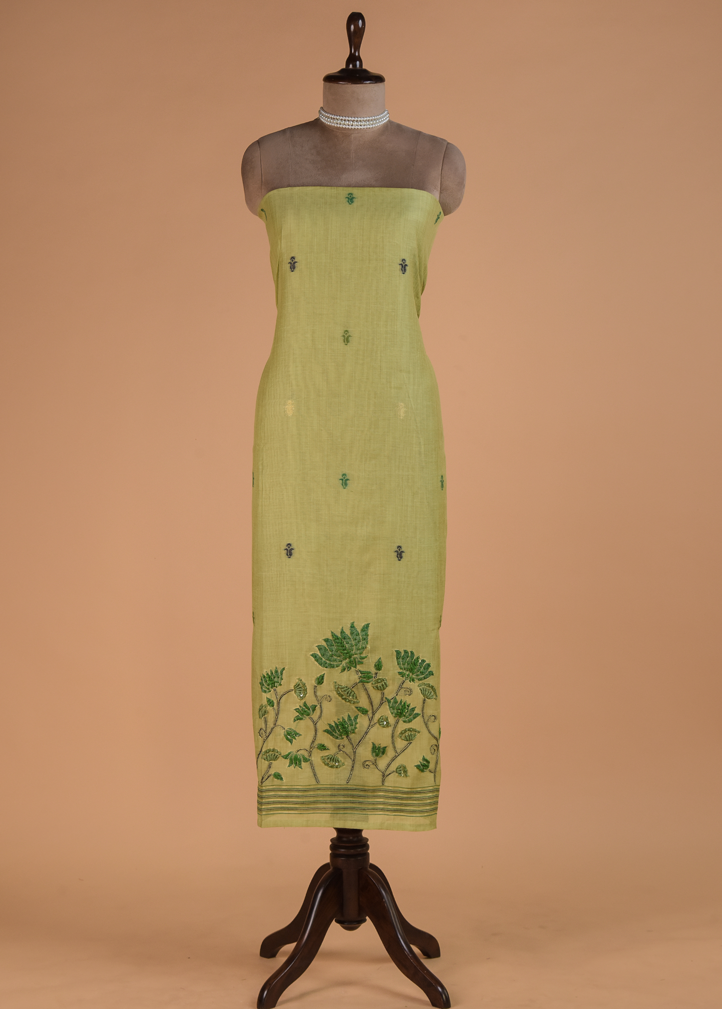 Green Cotton Dress Material