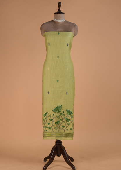Green Cotton Dress Material