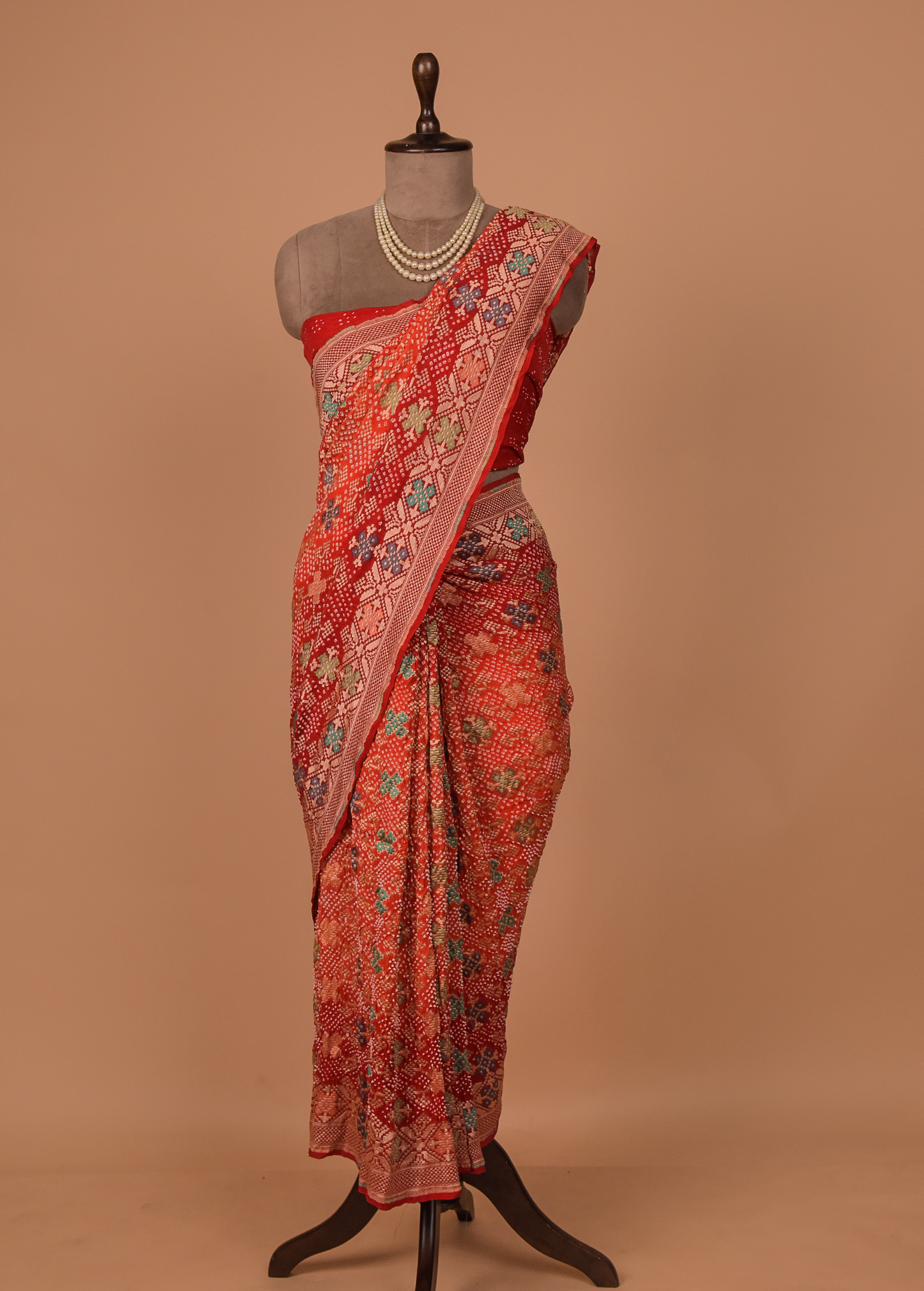 Red Georgette Bandhani Saree